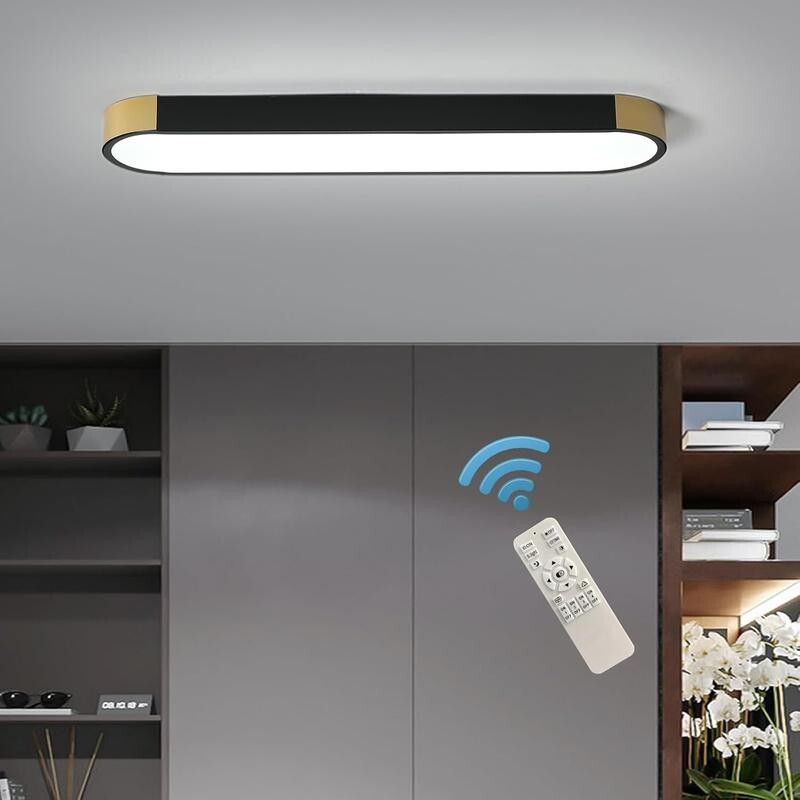 70CM Dimmable LED Ceiling Light Remote Control Gold Black Flush 36W 6500K