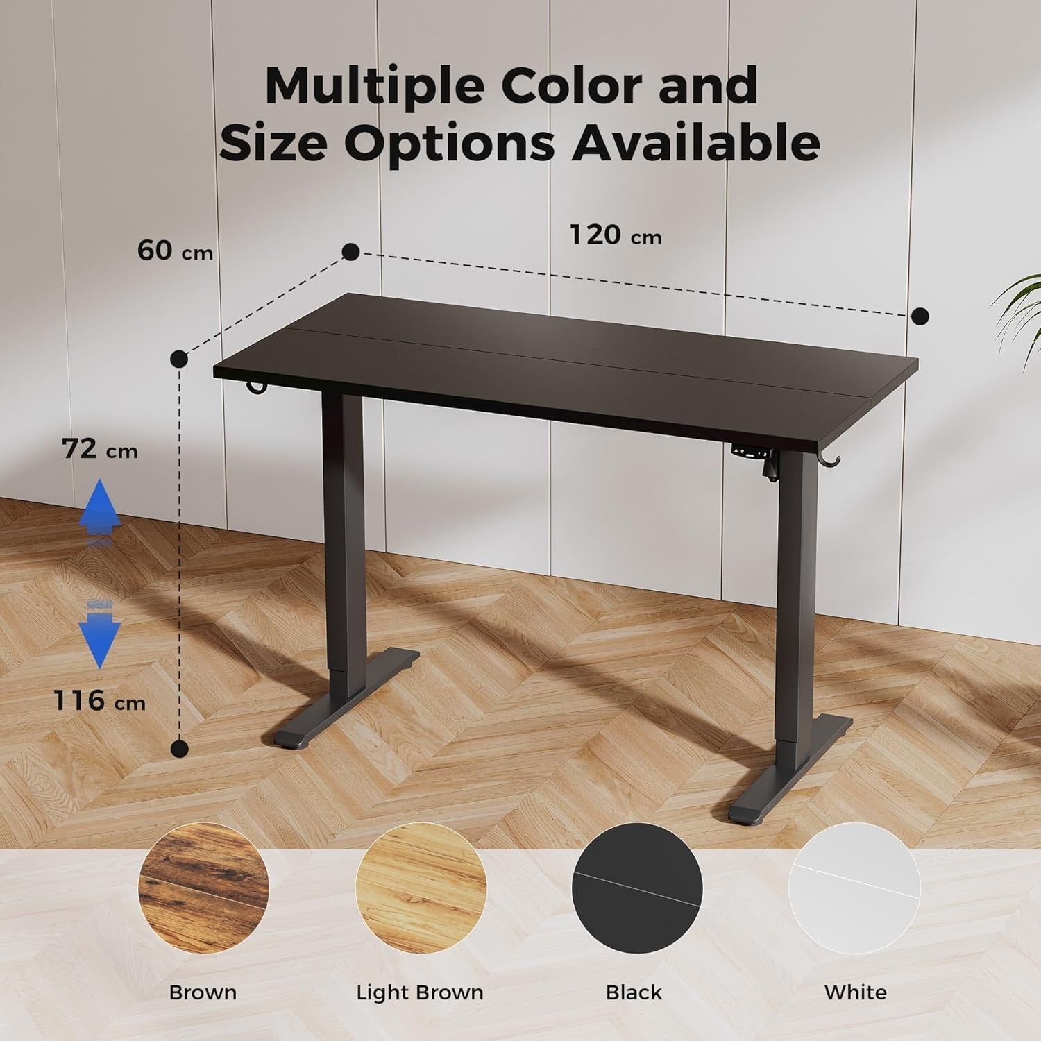 Electric Standing Desk 120x60cm Adjustable Sit Stand Black Table with Memory