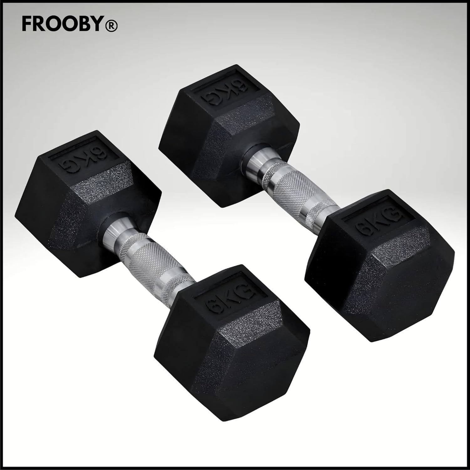 Hex Dumbbell Pair Rubber Coated Anti Roll Weights Home Gym 25kg