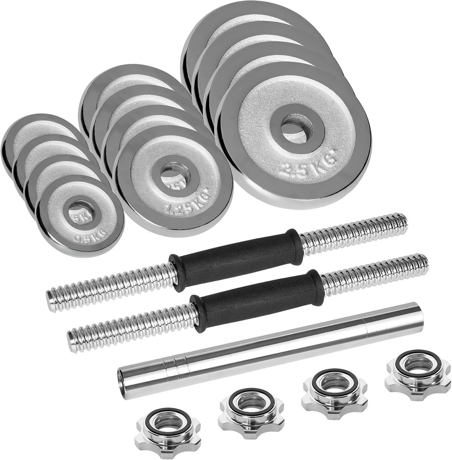 Adjustable Dumbbells Barbell Set 20kg Chrome Cast Iron Home Gym Case