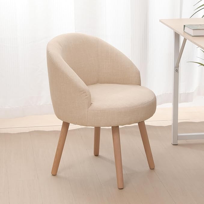 Set of 2 Beige Accent Tub Chairs Small Lounge Sofa Upholstered Fabric