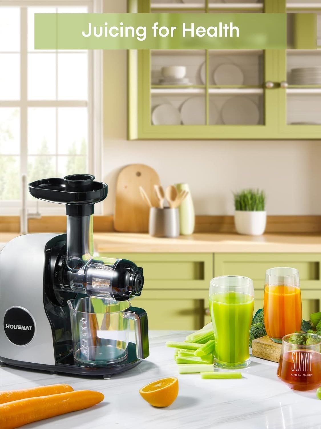 Cold Press Juicer Slow Masticating Quiet Motor High Yield Easy Clean
