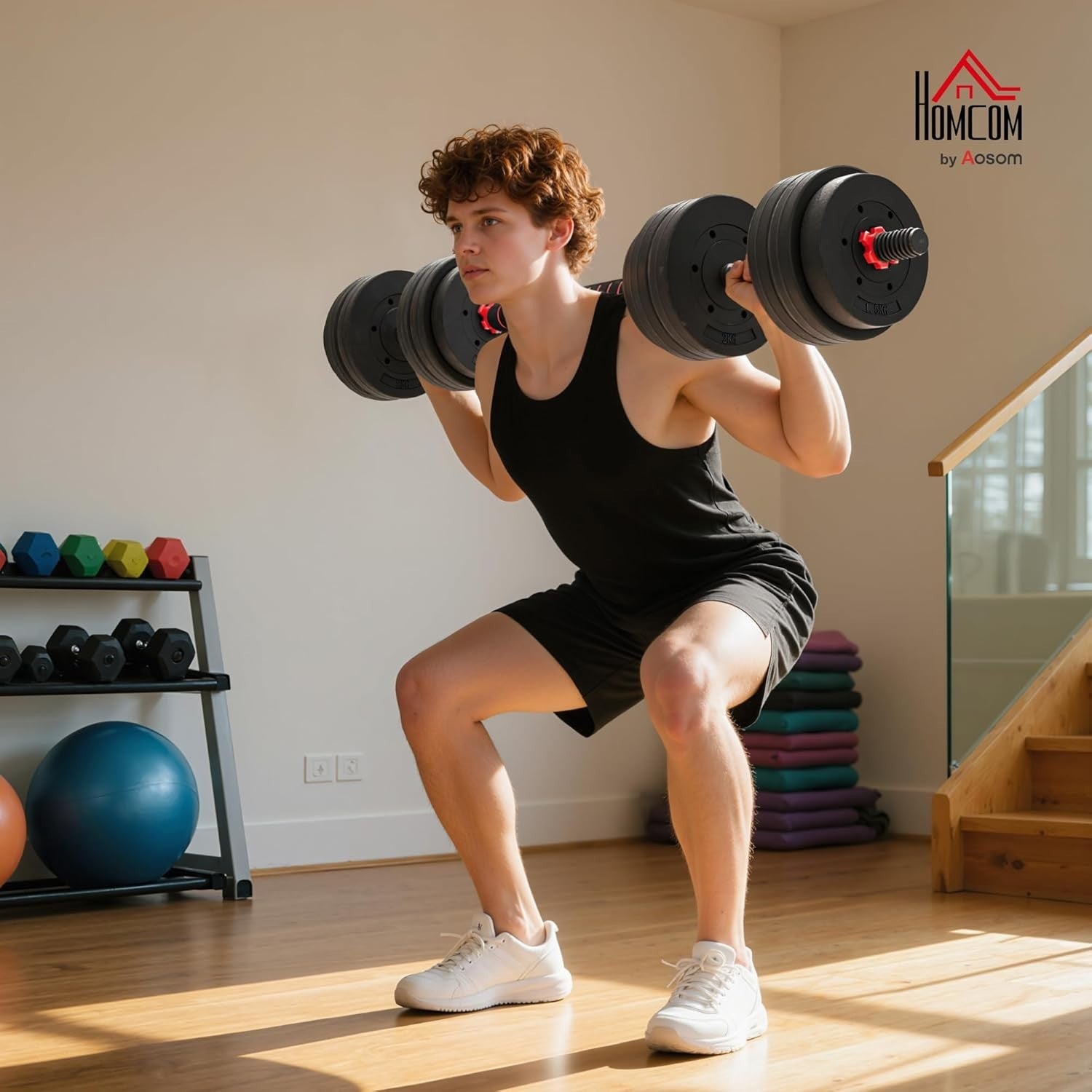 25kg Adjustable Dumbbell Barbell Set 2-in-1 Home Gym Free Weights