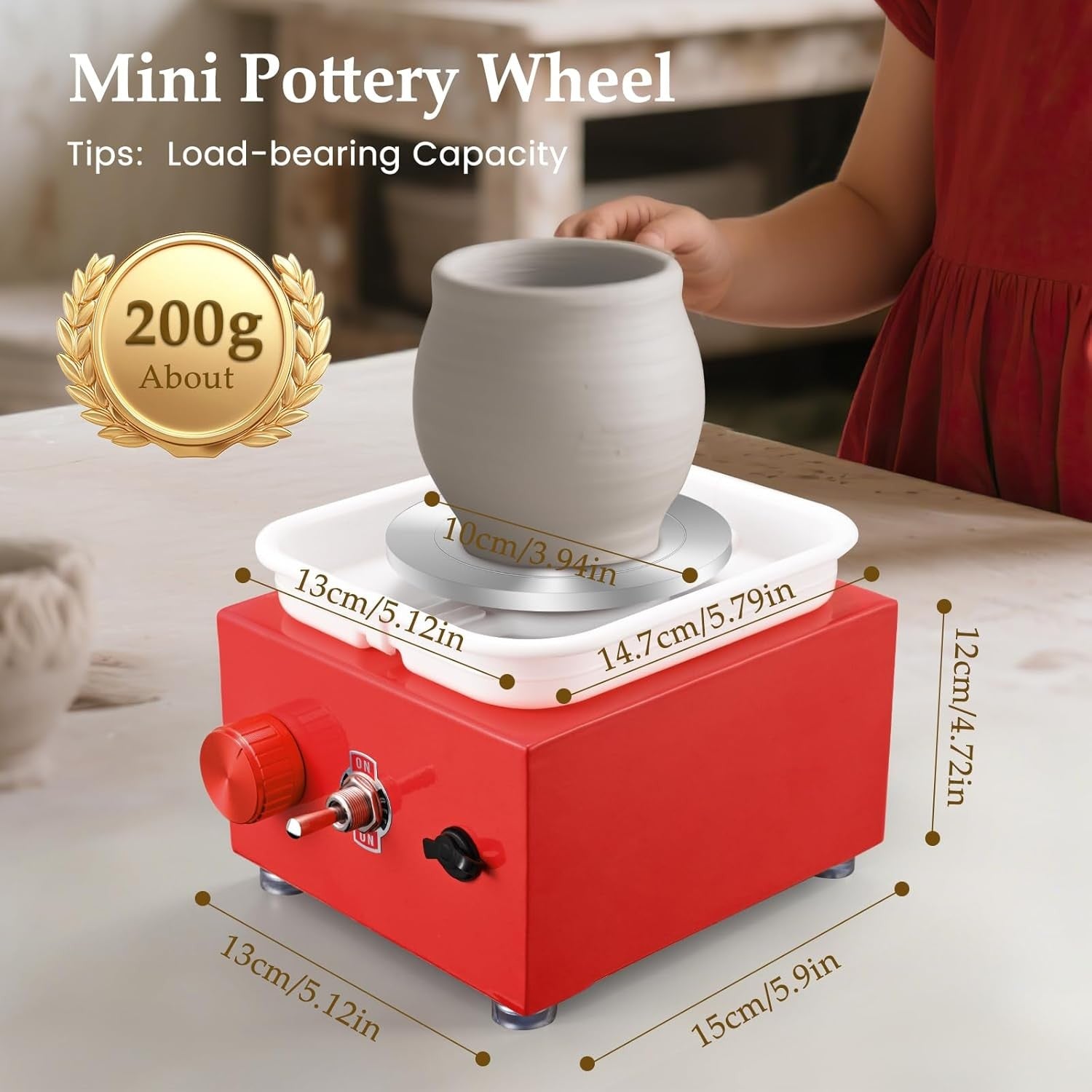 Mini Pottery Wheel Adjustable Speed Electric Ceramic Craft Kit for Beginners