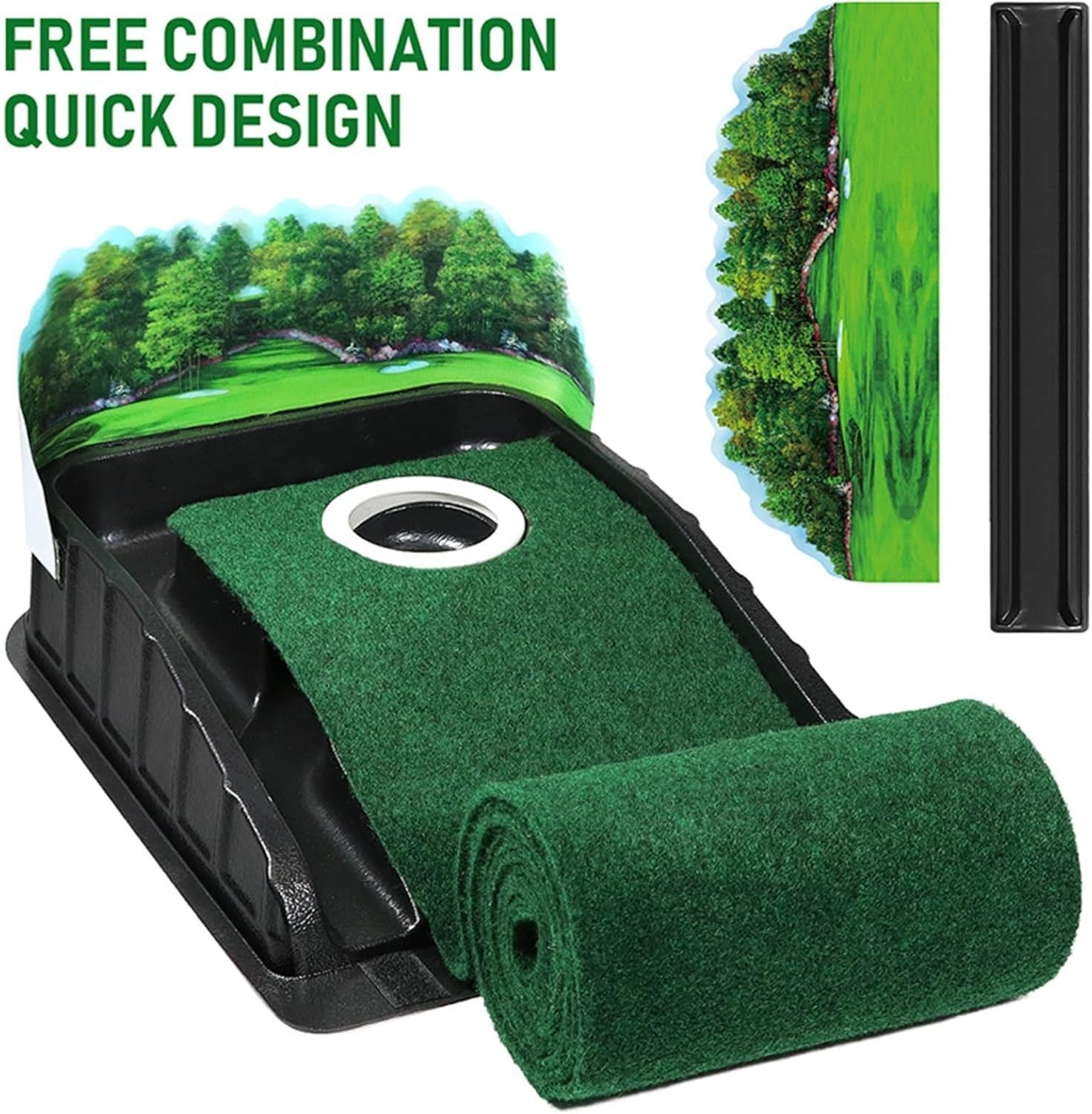 Golf Putting Mat Practice Green 4x3ft Auto Ball Return Indoor Outdoor