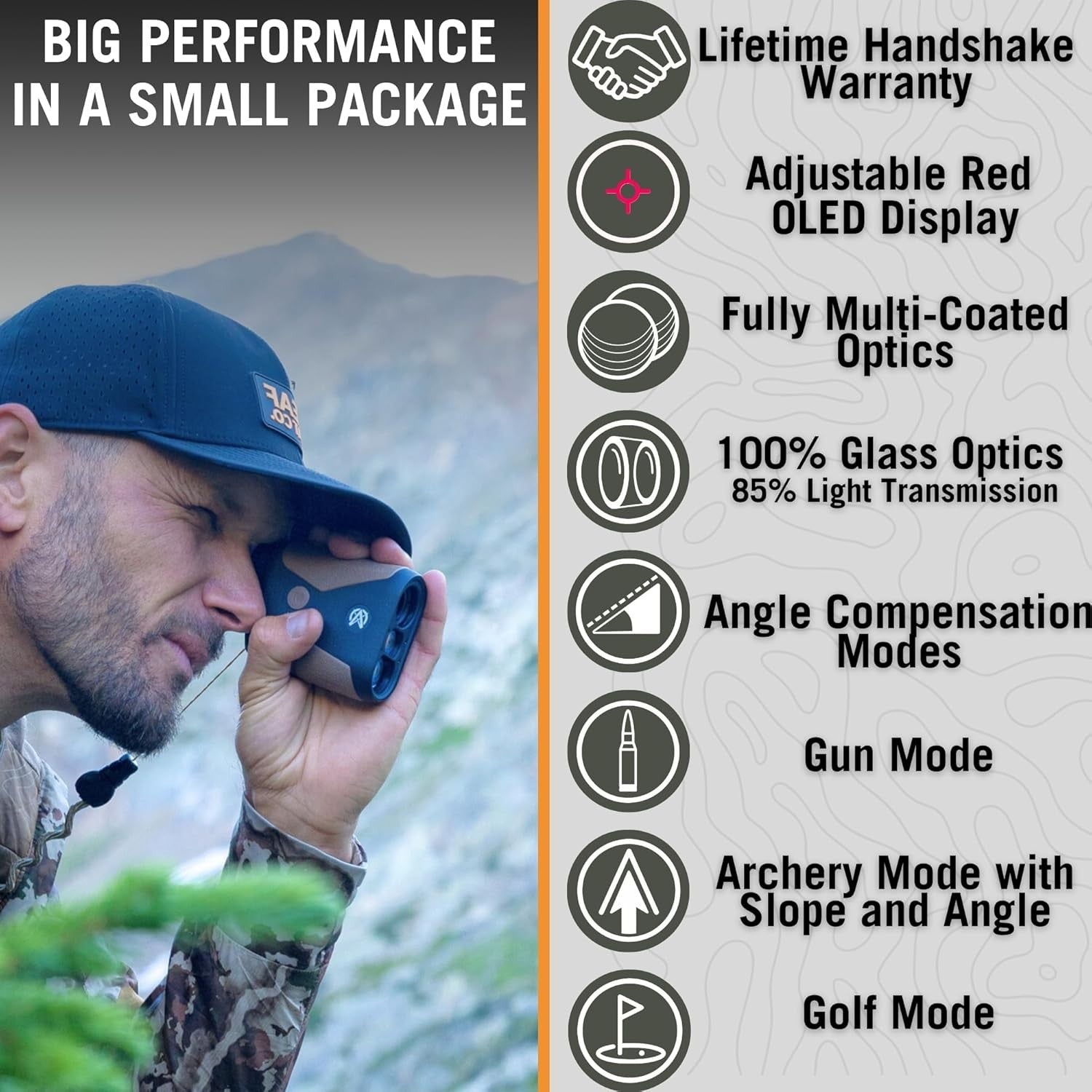 Laser Rangefinder 1760 Yards Golf Hunting Fast Read Red OLED 7X Optics