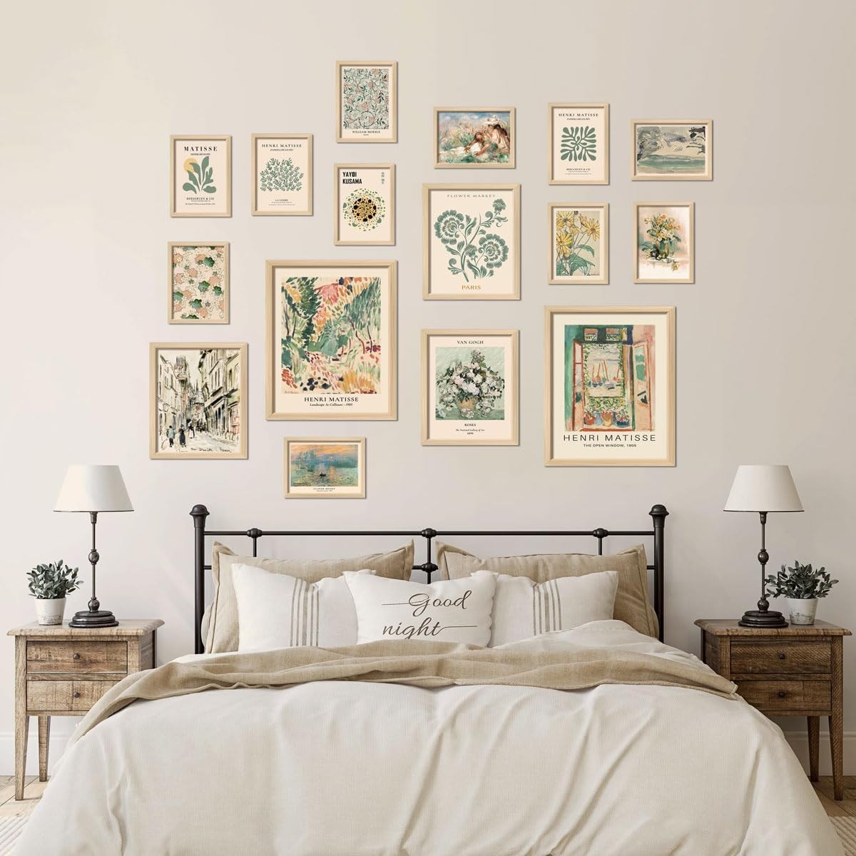 16pc Framed Sage Green Gallery Wall Art Set Boho Prints 12x15"