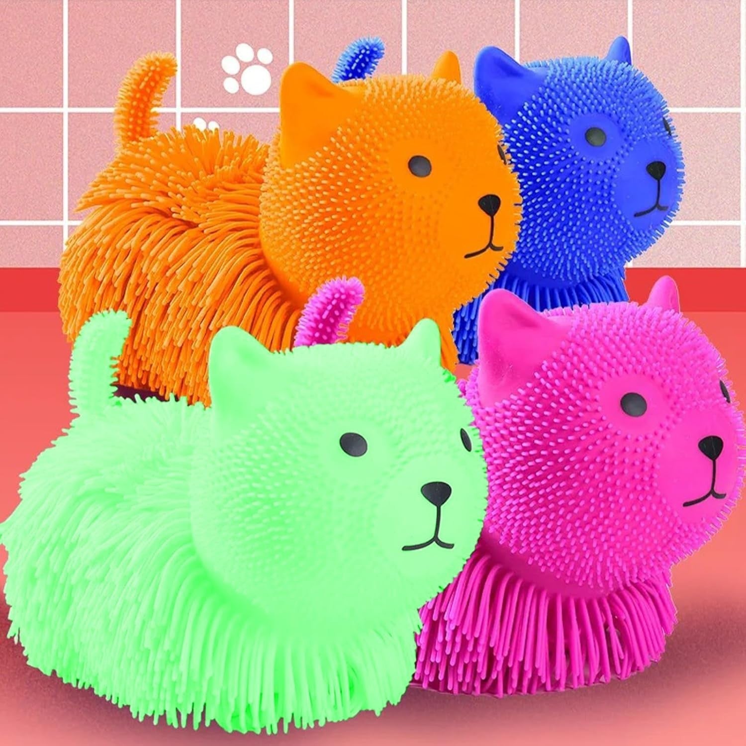8pcs Light Up Cat Puffer Squishy Stress Relief Fidget Toys
