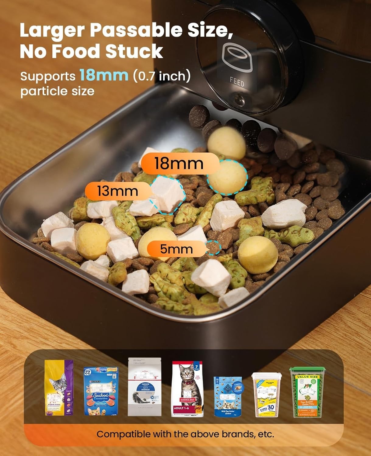 Automatic Cat Feeder 3L Timed Pet Food Dispenser 6 Meals Stainless Bowl