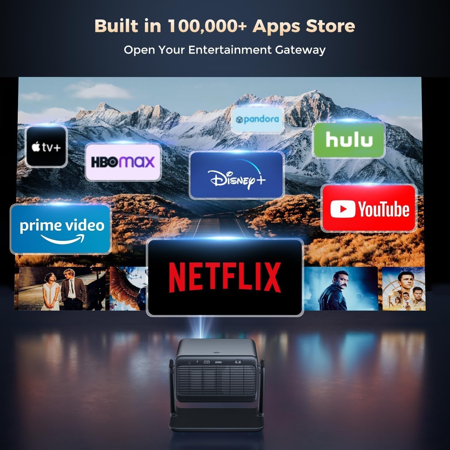 Smart 1080P Projector 4K WiFi 6 Bluetooth Dolby Auto Focus Netflix