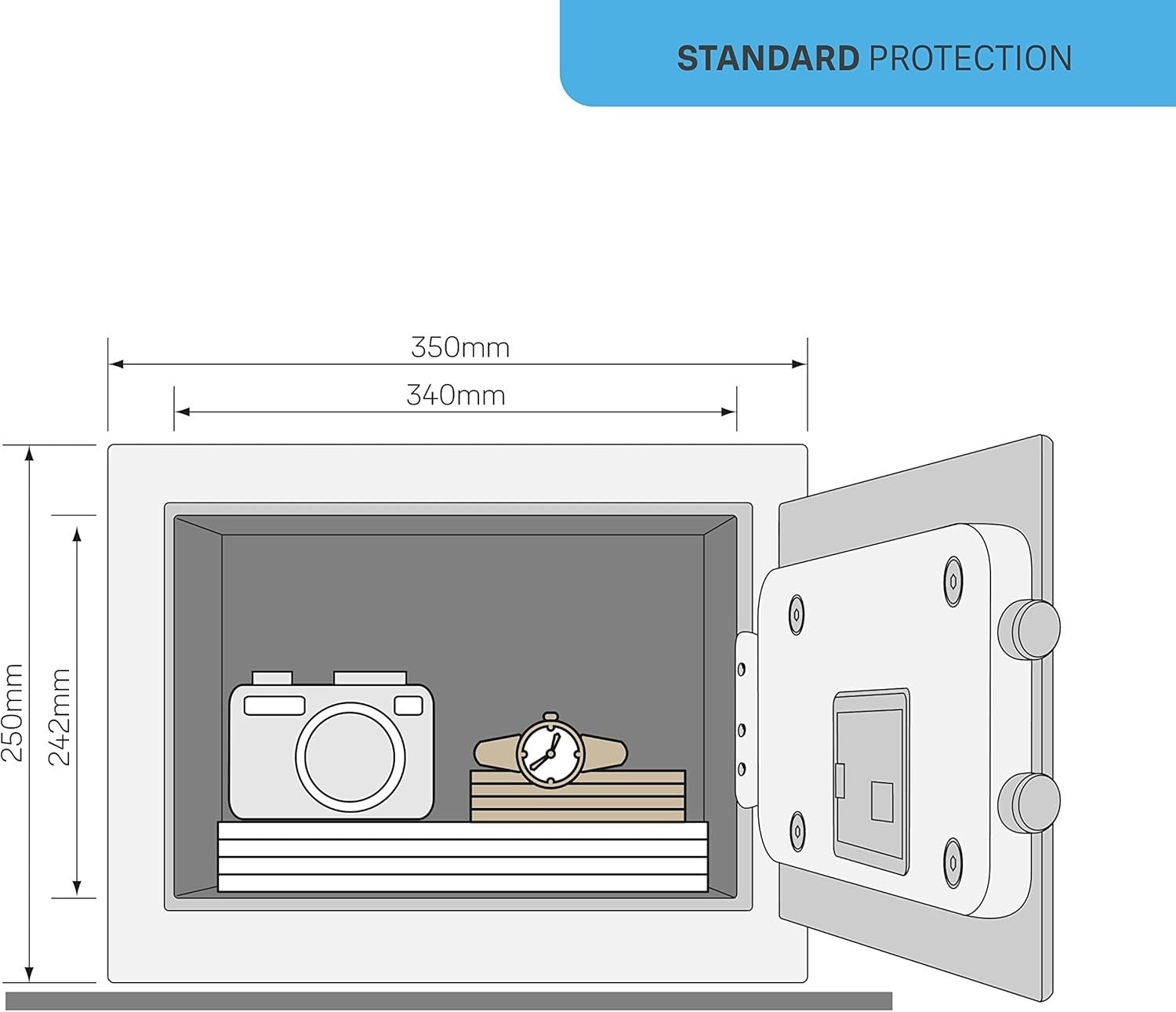 16.3L Alarmed Digital Safe Box 130dB Security Cash Document Safe