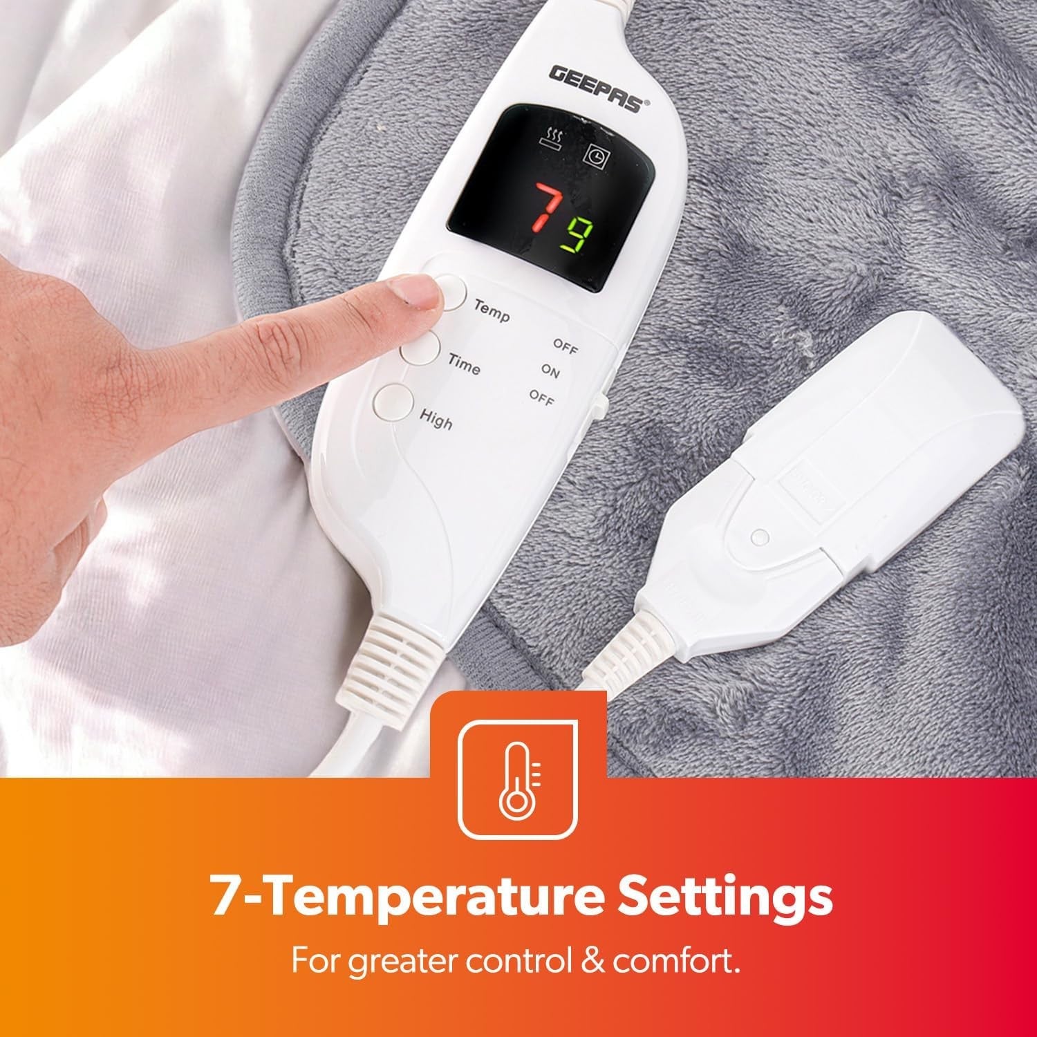 Electric Heated Throw Blanket 9 Heat Settings Timer Soft Fleece 130x160cm