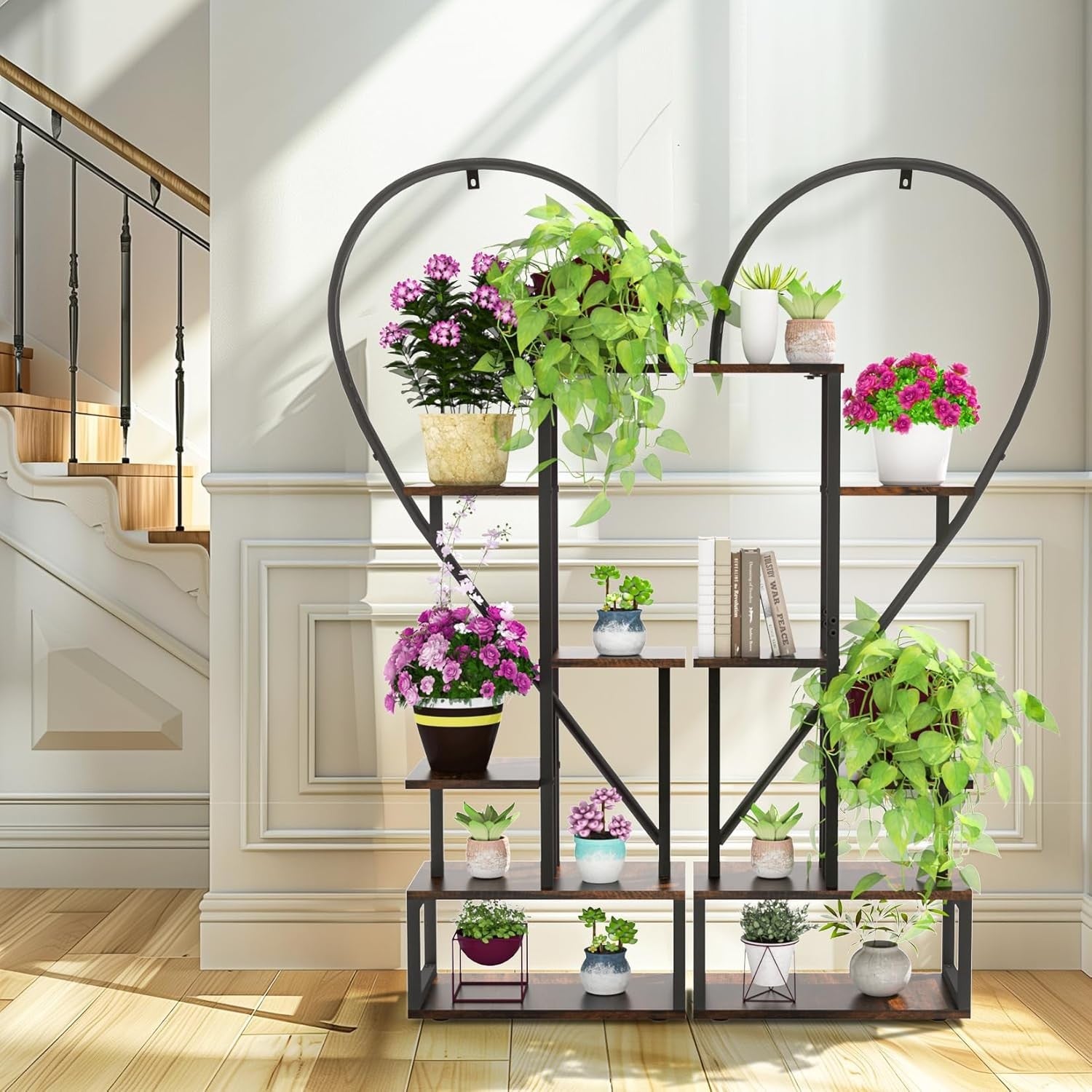 6 Tier Heart Shape Metal Plant Stand Indoor Outdoor Flower Shelf Rack 2 Pack