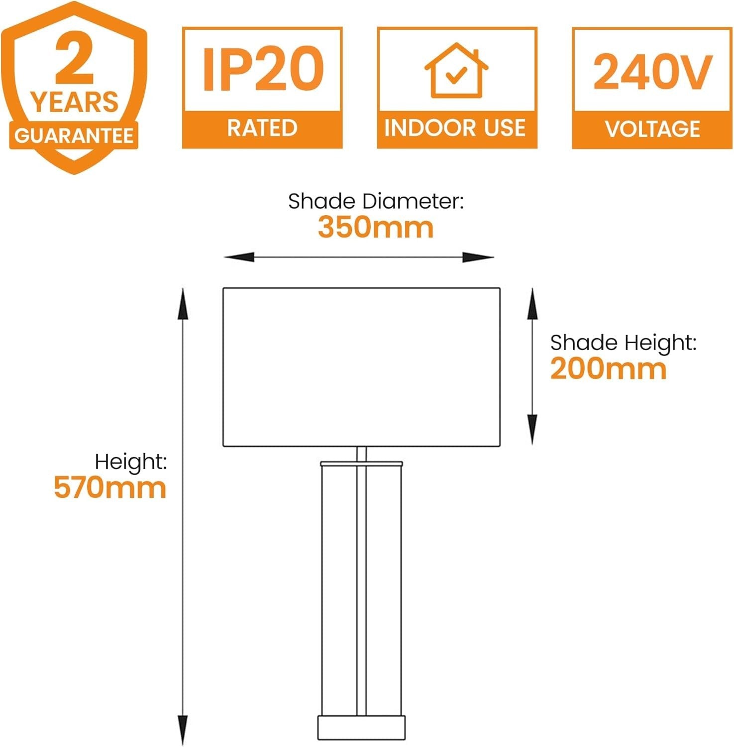 Dimmable Touch Table Lamp White Shade Glass Base Modern Bedside Lighting