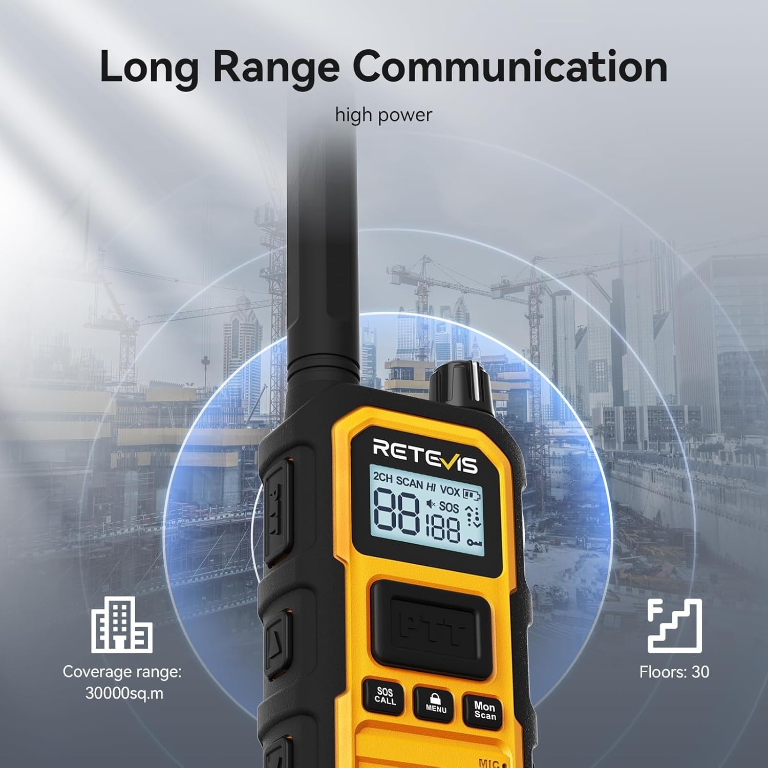 IP67 Waterproof Walkie Talkies 6 Pack Long Range Industrial Two Way Radio