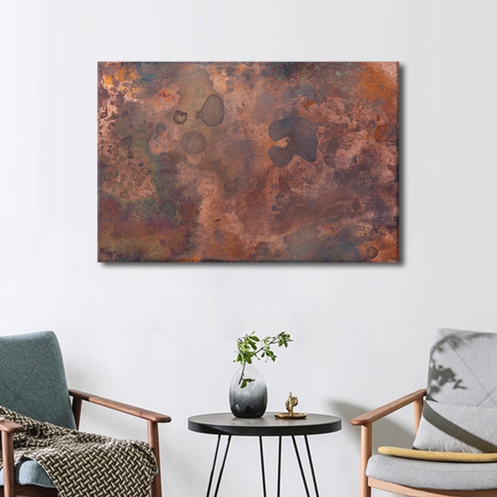 Rust Abstract Canvas Wall Art Grey Brown Large 90x60cm