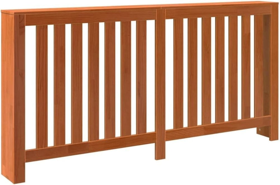 Wax Brown Solid Pine Radiator Cover 169x19x84cm – Modern Slatted Heater Cabinet