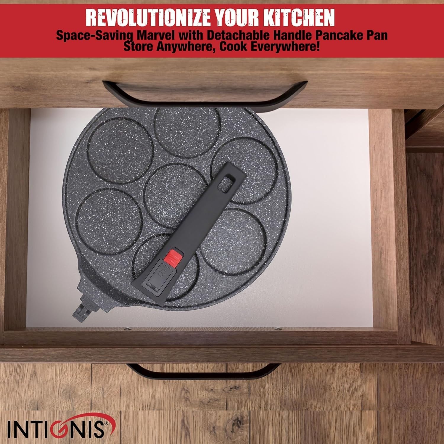 Multi-Hole Non-Stick Pancake Pan 7-Cup Maker w/ Removable Handle, Induction Safe