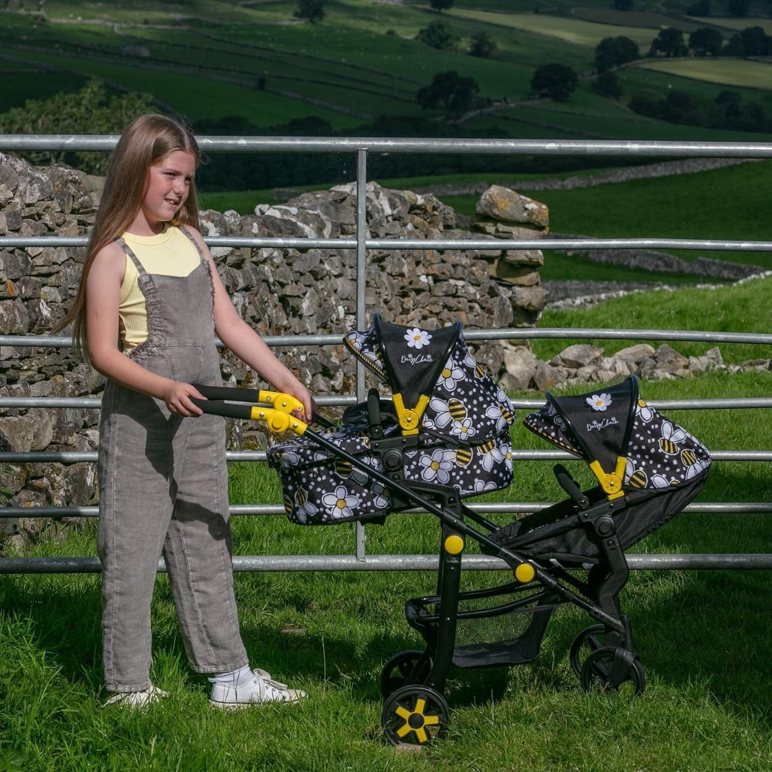 Extra Large Double Dolls Pram Adjustable Handle 95cm, Ages 7–13+