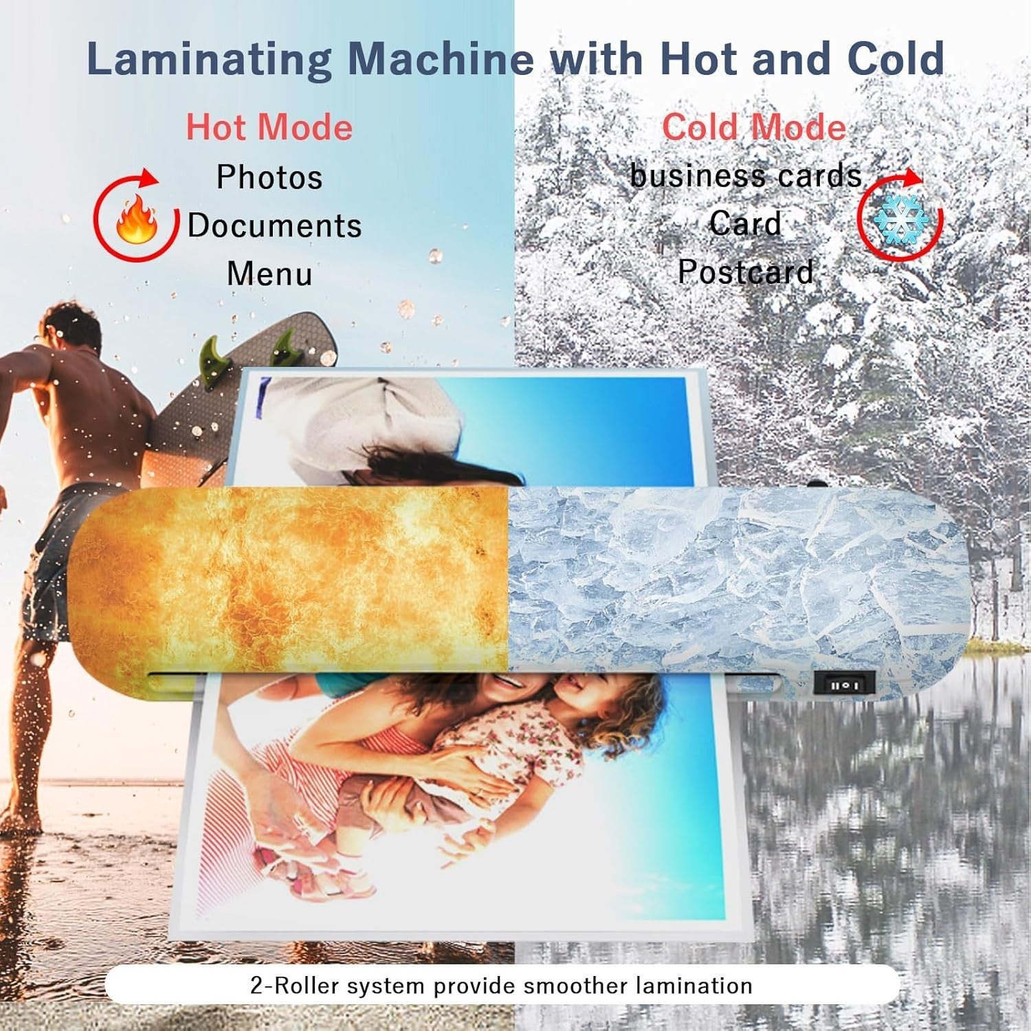 A4 Laminator Hot Cold 6-in-1 Portable No Bubble Fast Warm Up + 15 Pouches