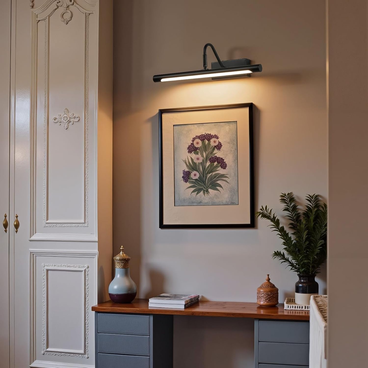 Black 40CM LED Picture Light for Bathroom Vanity, 8W Adjustable Swivel Head