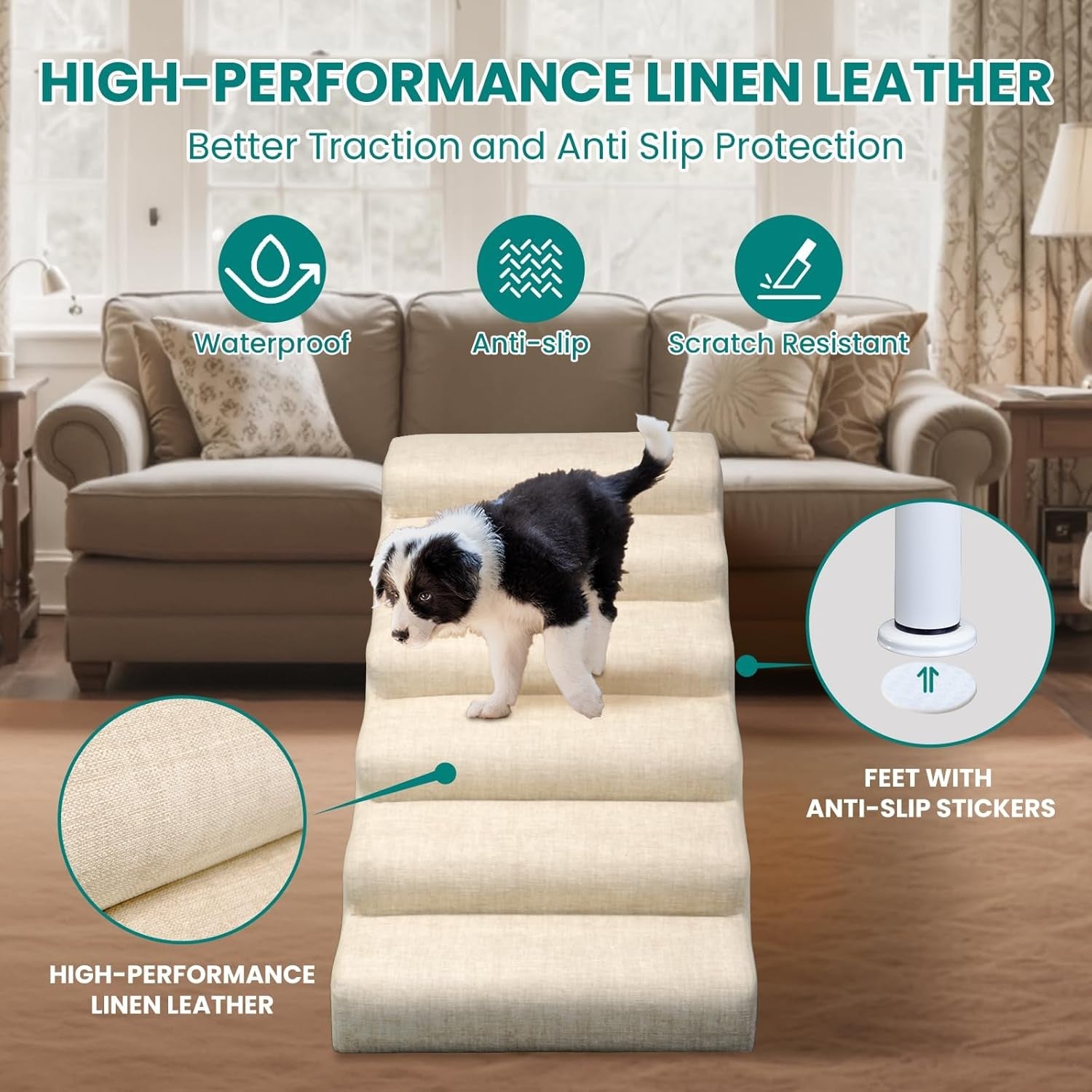 XL Adjustable Dog Stairs Multi-Level Ramp Pet Steps Bed Sofa