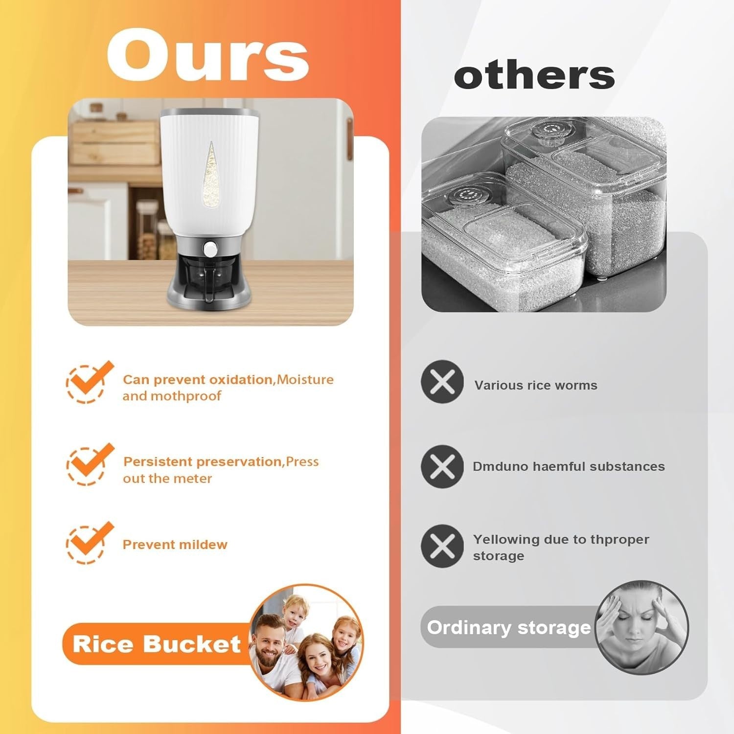 10KG Smart Automatic Rice Dispenser Storage Bucket with Rinsing Cup