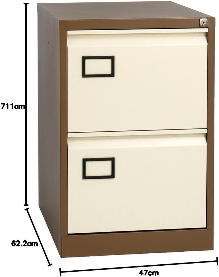Coffee Cream Steel 2 Drawer Filing Cabinet Lockable Office File Storage