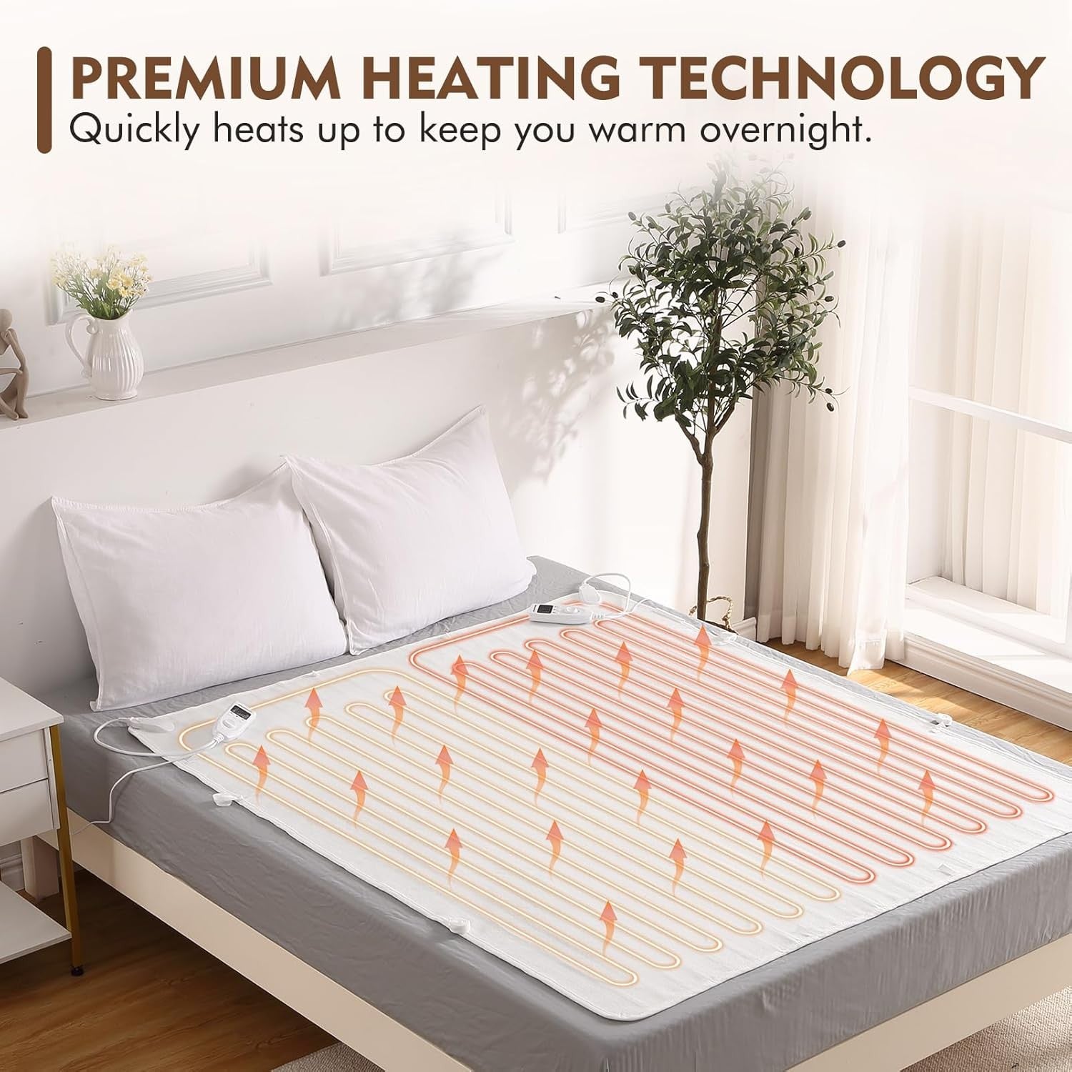 Electric Heated Underblanket King Size Dual Control Fast Heat Timer Washable
