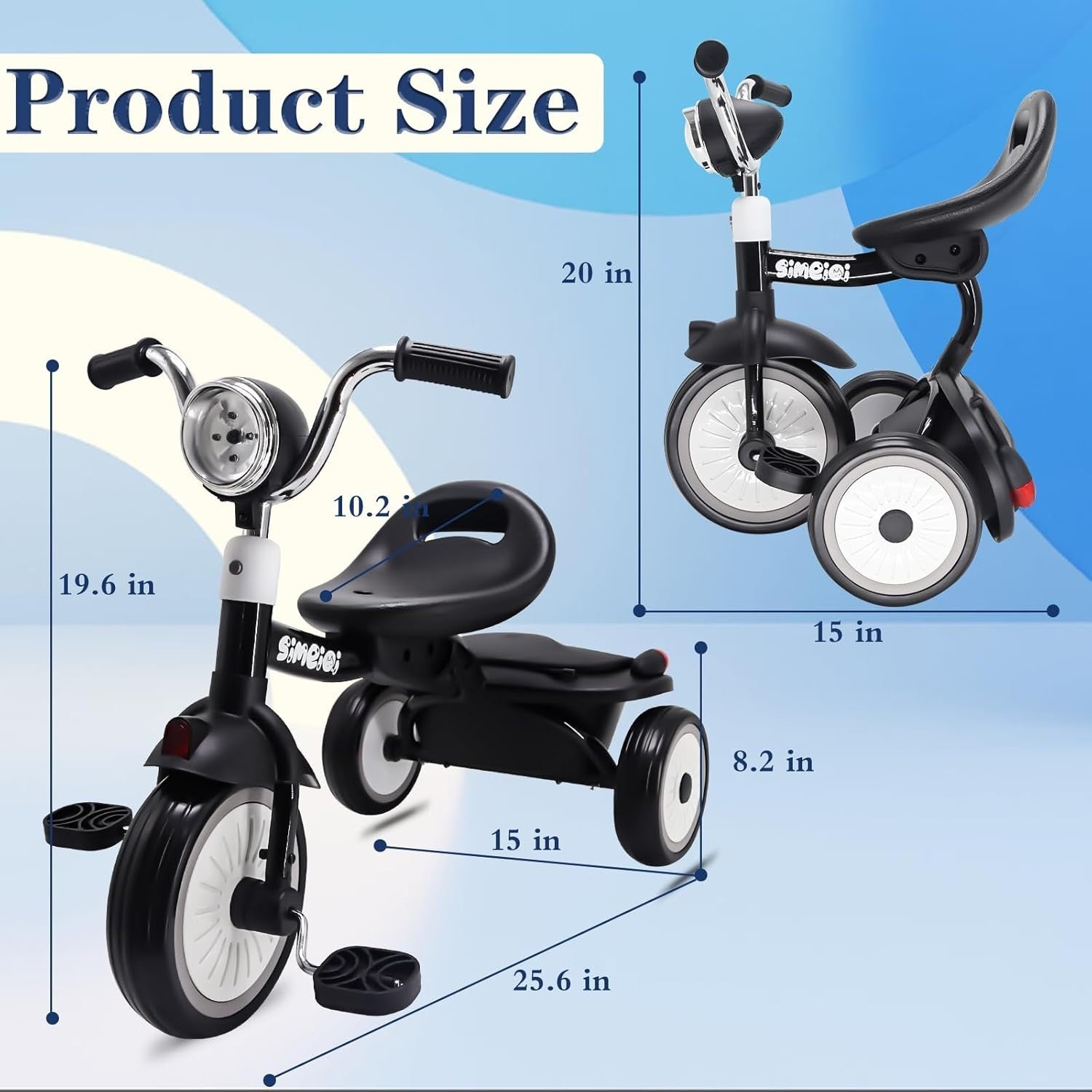 Foldable Toddler Tricycle 3 Wheel Pedal Bike Music Lights Storage 1-4Y
