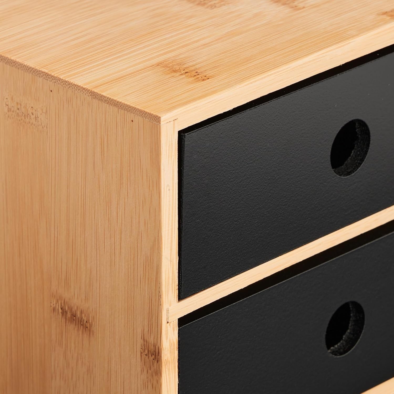 Desk Organiser with 2 Drawers Bamboo Storage Box for Office & Home