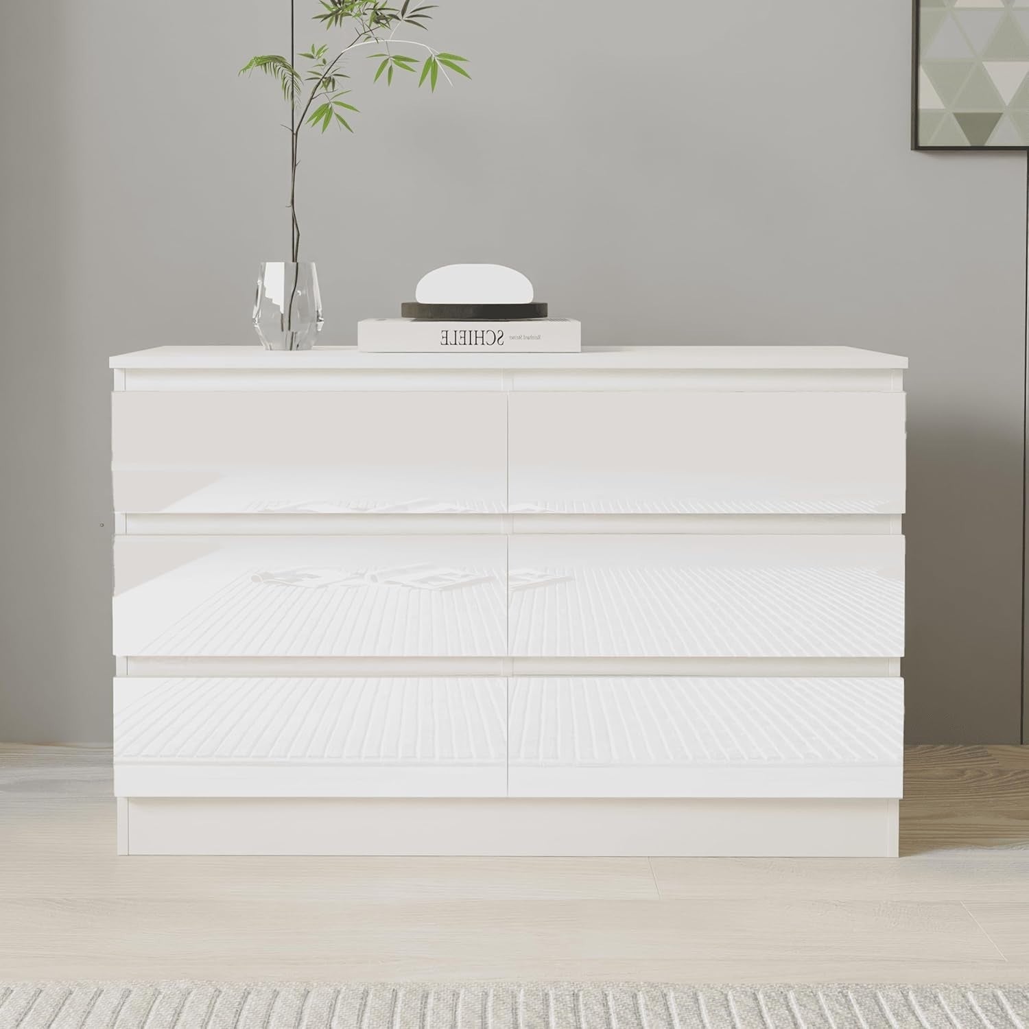 White Gloss 6 Drawer Chest Dresser Storage Unit Bedroom Modern Cabinet