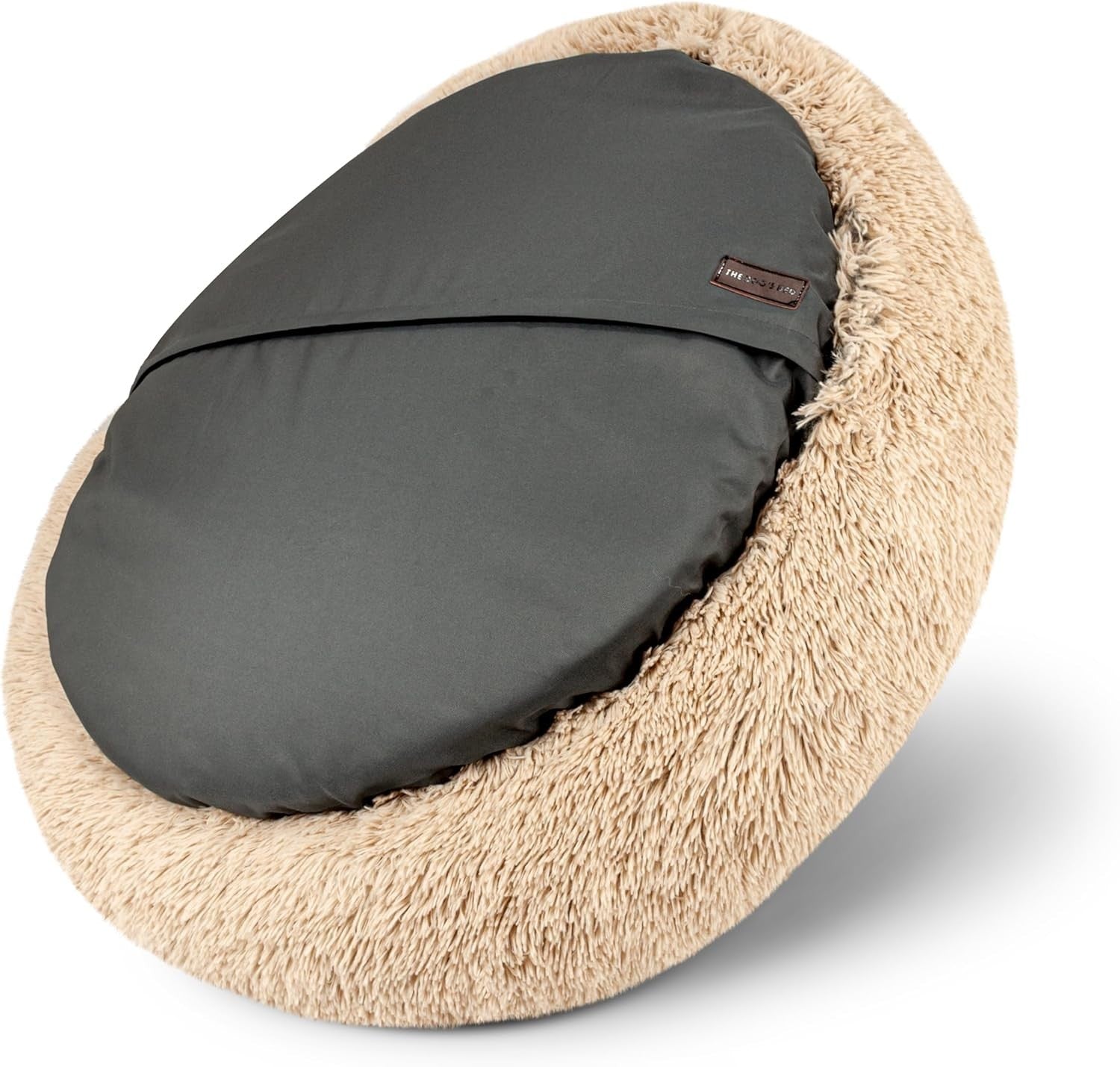 Large Plush Donut Dog Bed 91cm Calming Round Nest Washable