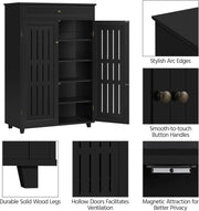 Black 5-Tier Shoe Cabinet with Drawer & Adjustable Shelves – Modern Storage
