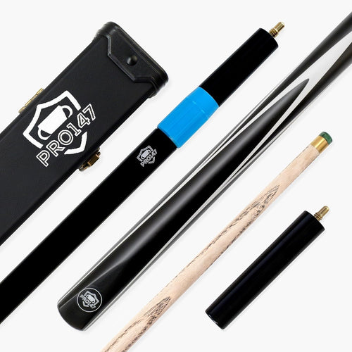 57" 3/4 Joint Ash Snooker Pool Cue 9.5mm Tip Extensions Hard Case
