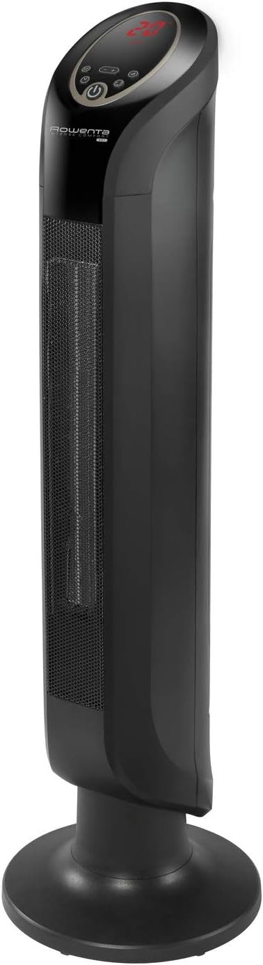 2400W Ceramic Tower Heater Fan 3 Heat Levels Quiet Hot Radiator w Remote – Black