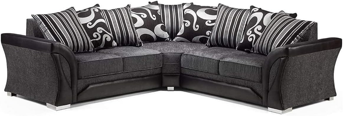 Modern 5 Seater Corner Sofa Set – L Shape 2C2 Sectional with Curved Arms