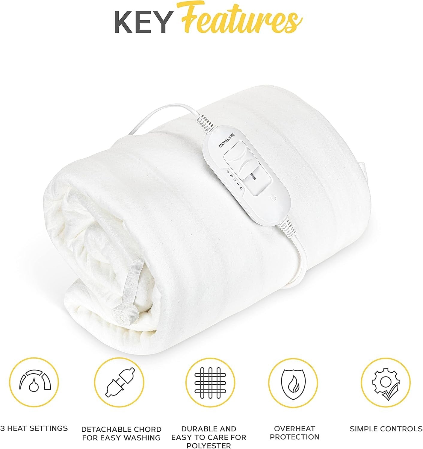 King Size Electric Underblanket Heated Mattress Cover Fleece Fast Heat Washable