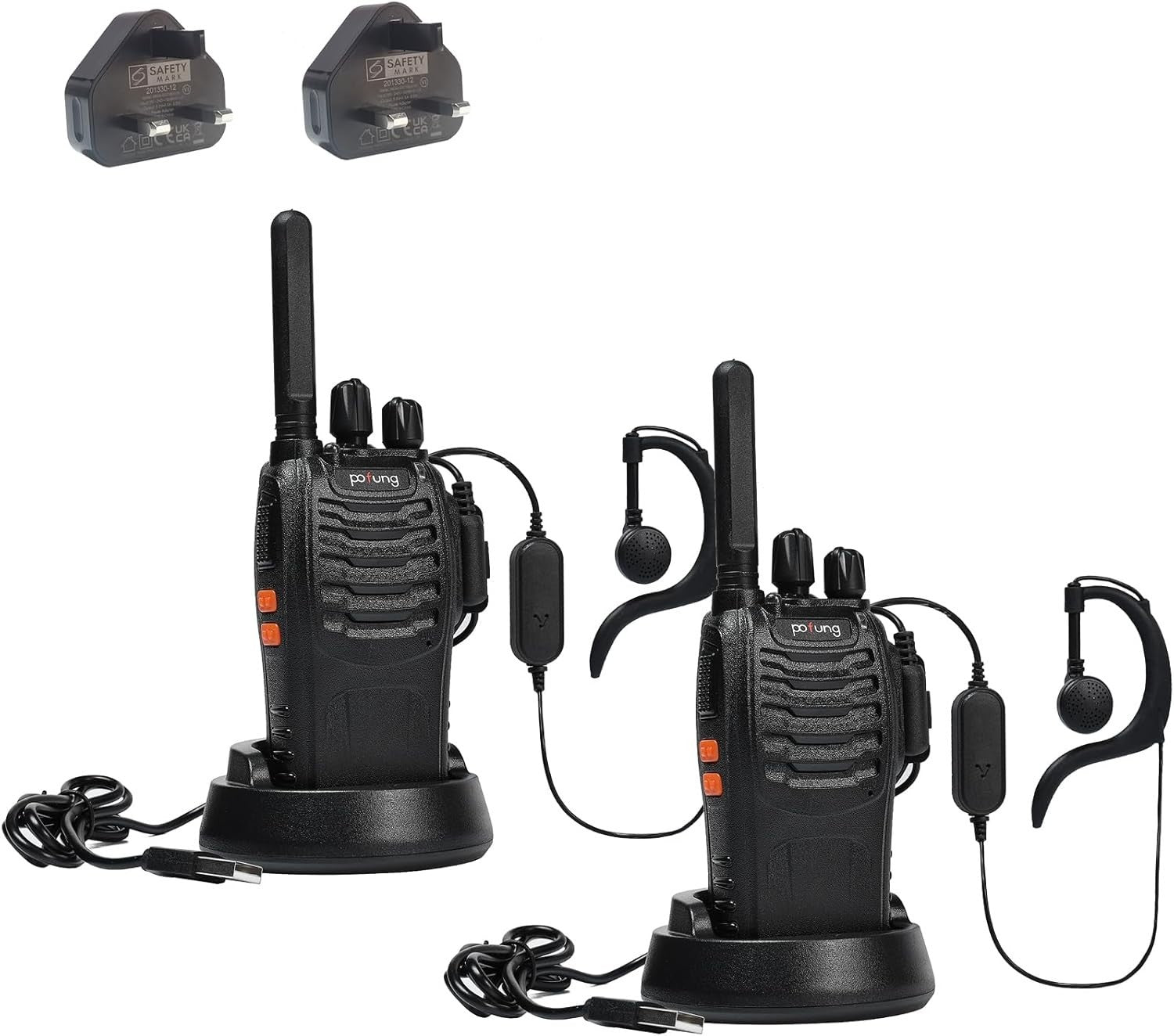 PMR446 Walkie Talkies Long Range 16 Channel Rechargeable VOX 2 Pack