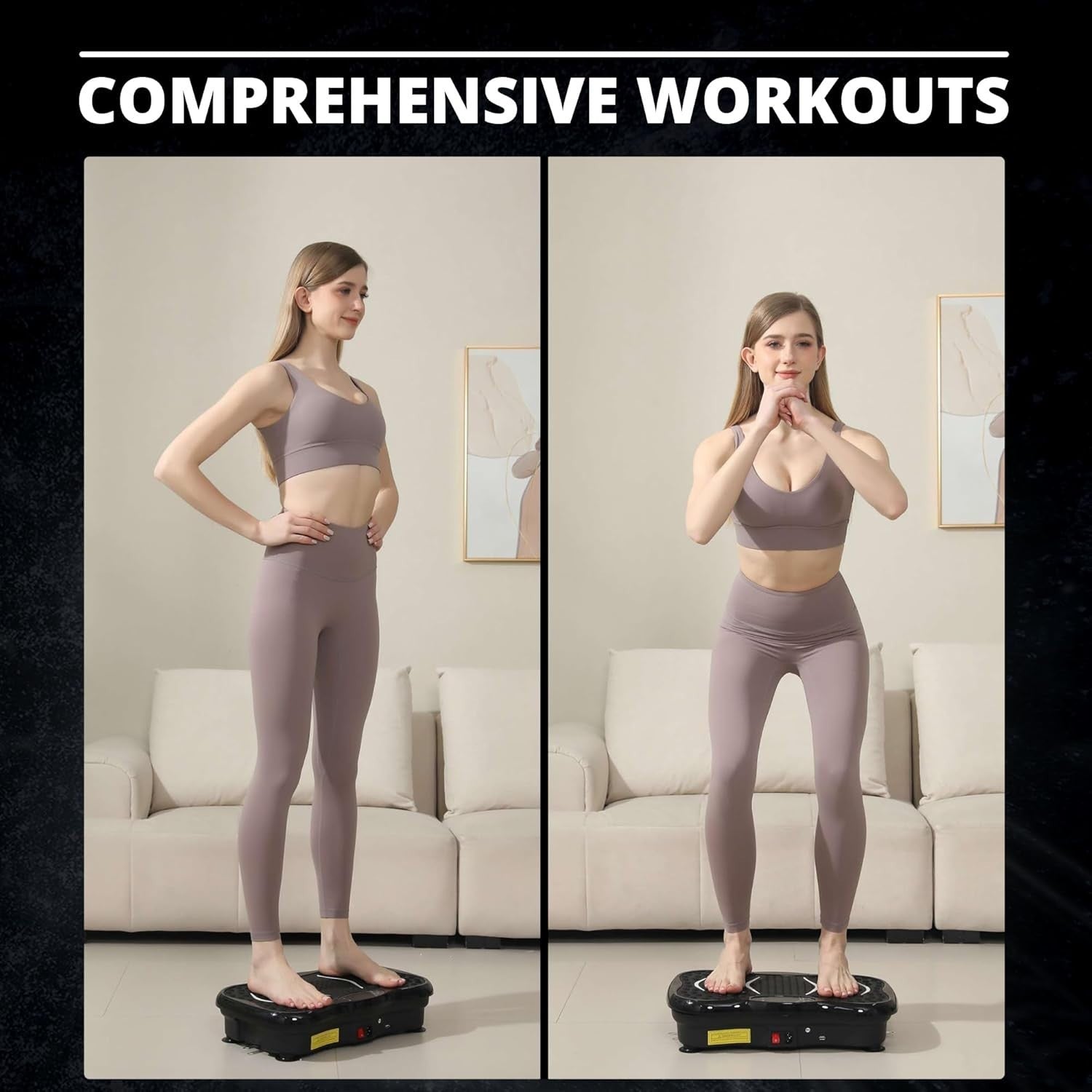 Black Vibration Plate Exercise Machine Full Body Workout 99 Levels
