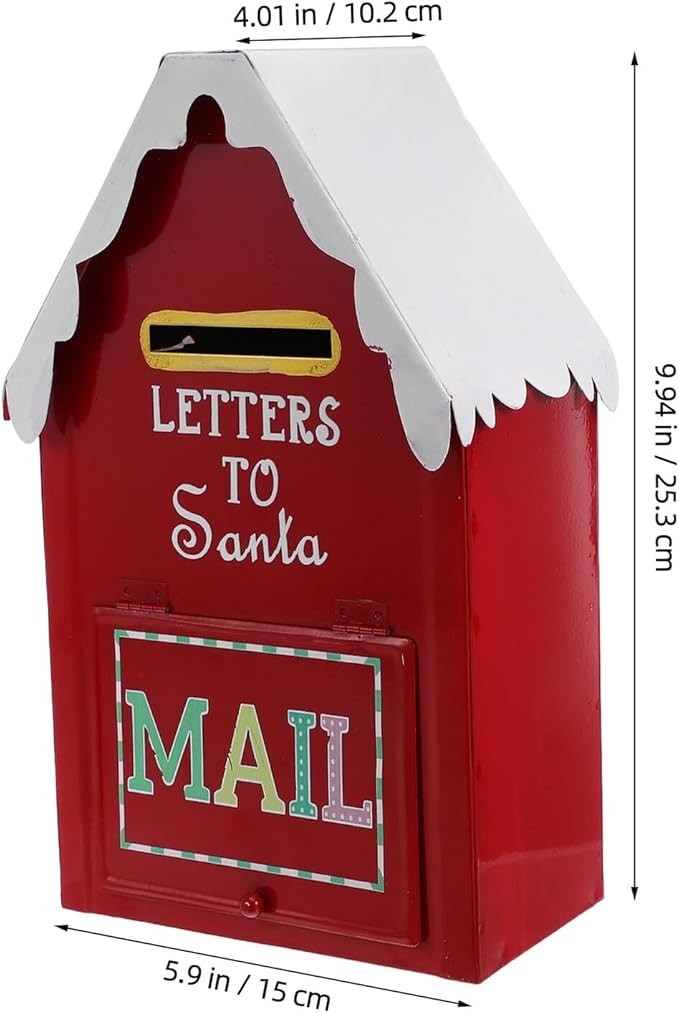 Red Metal Santa Mailbox Wall Mount – Holiday Letter Box for Indoor Outdoor Decor