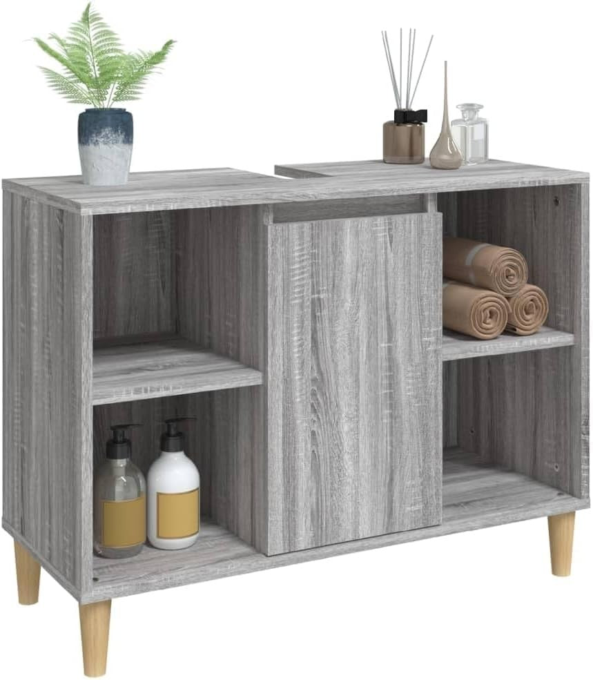 Grey Sonoma Bathroom Vanity Cabinet with Door & Shelves | Modern Under Sink