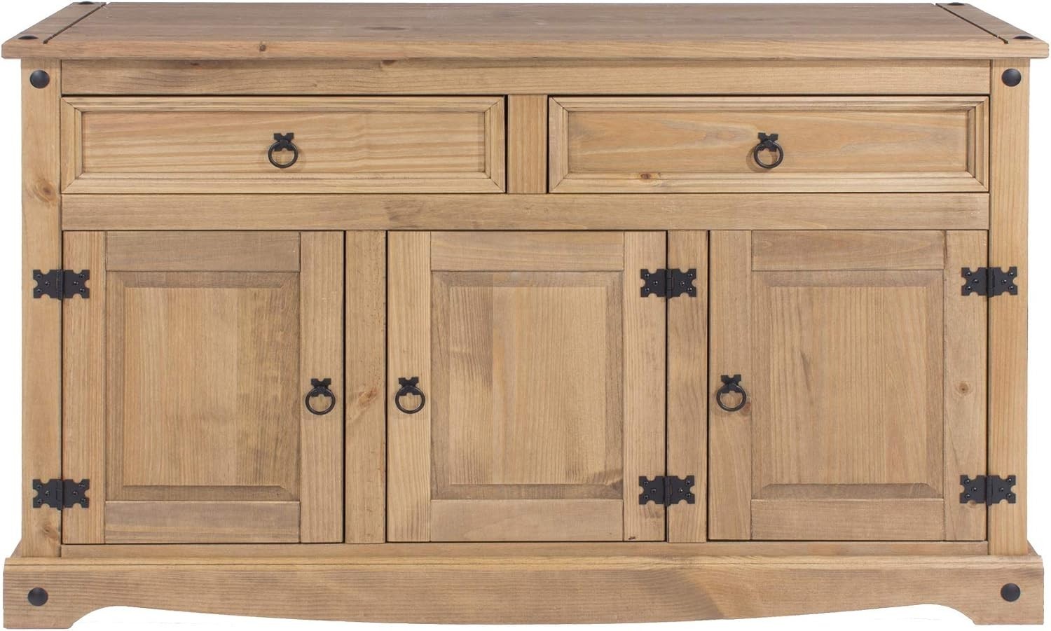 Solid Pine Large Sideboard 3 Door 2 Drawer Storage Cabinet Natural