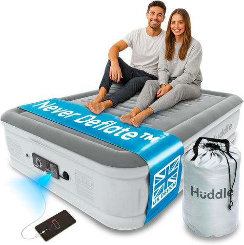 Double Inflatable Air Bed Built-In Electric Pump Raised Guest Mattress