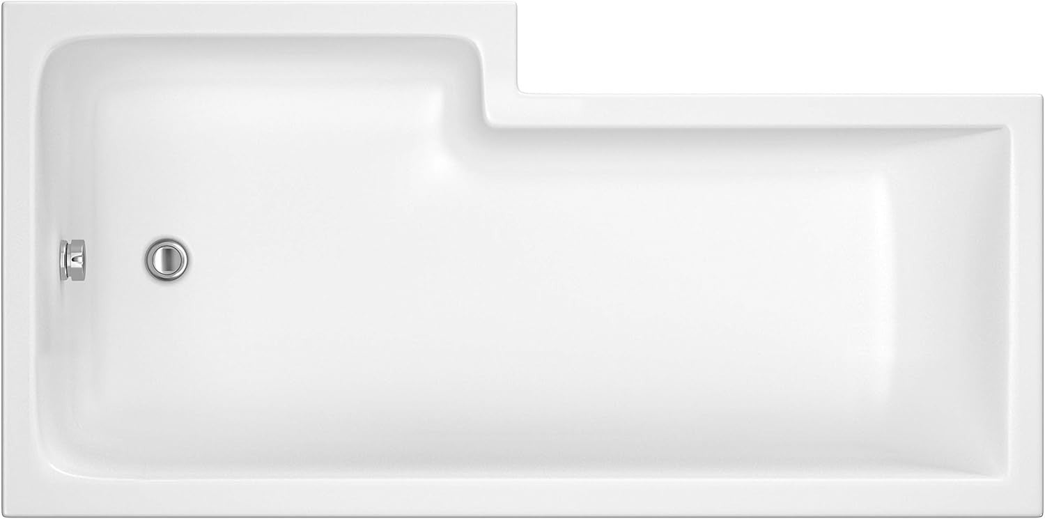 1700x850mm Right-Hand L-Shaped Shower Bath Set | Acrylic Soaking Bath