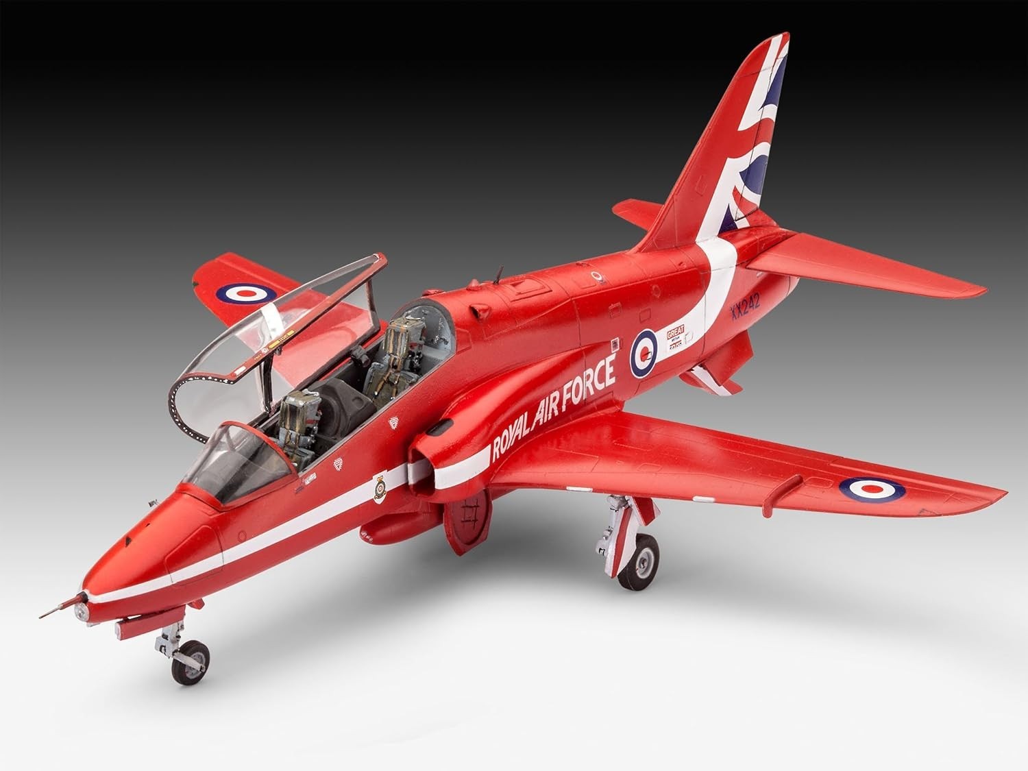 Red Arrows BAE Hawk T.1 1:72 Scale Plastic Model Kit - Unpainted, 70 pcs