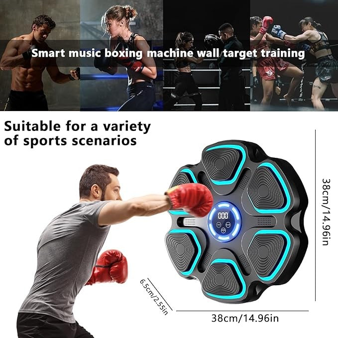 Music Boxing Machine Bluetooth LED Punch Trainer Wall Mount Home Gym Fitness