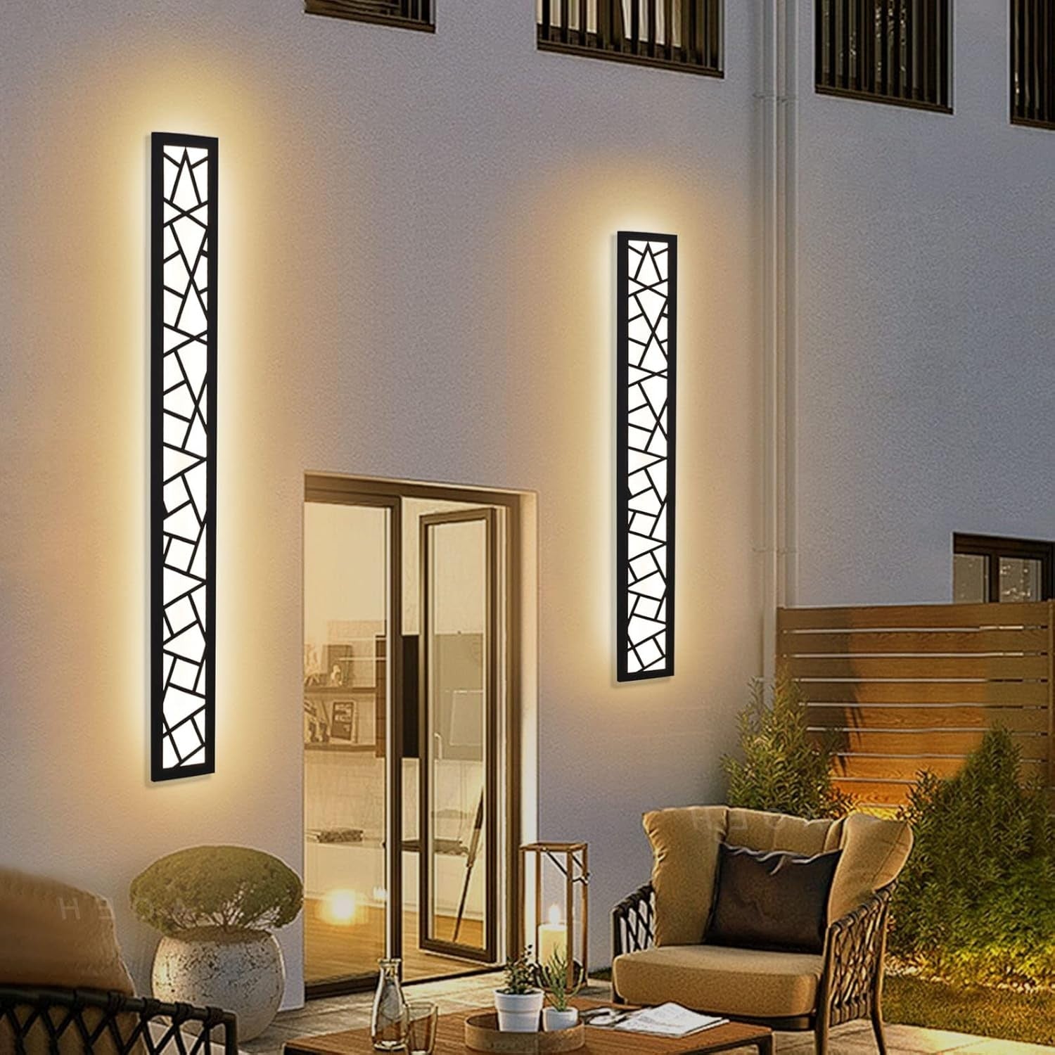 Waterproof LED Outdoor Wall Light IP65 Black Aluminum Porch Lamp 100cm