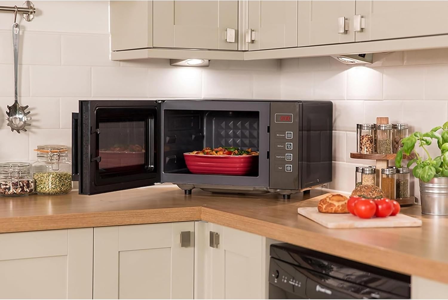 23L 800W Flatbed Digital Microwave Oven Timer Defrost Kitchen