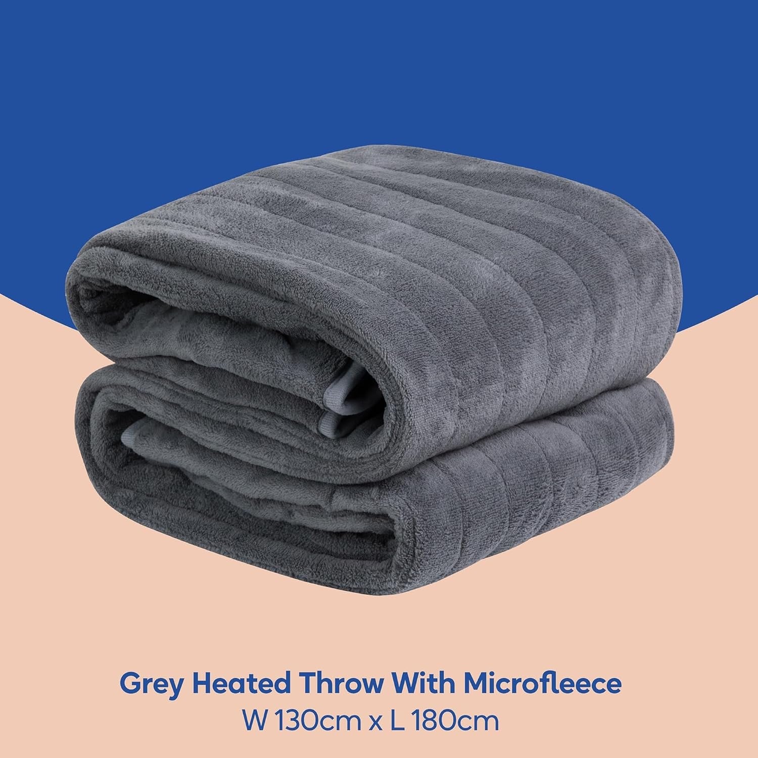 Electric Heated Throw Blanket Grey Microfleece 130x180cm 9 Heat Timer Auto Off